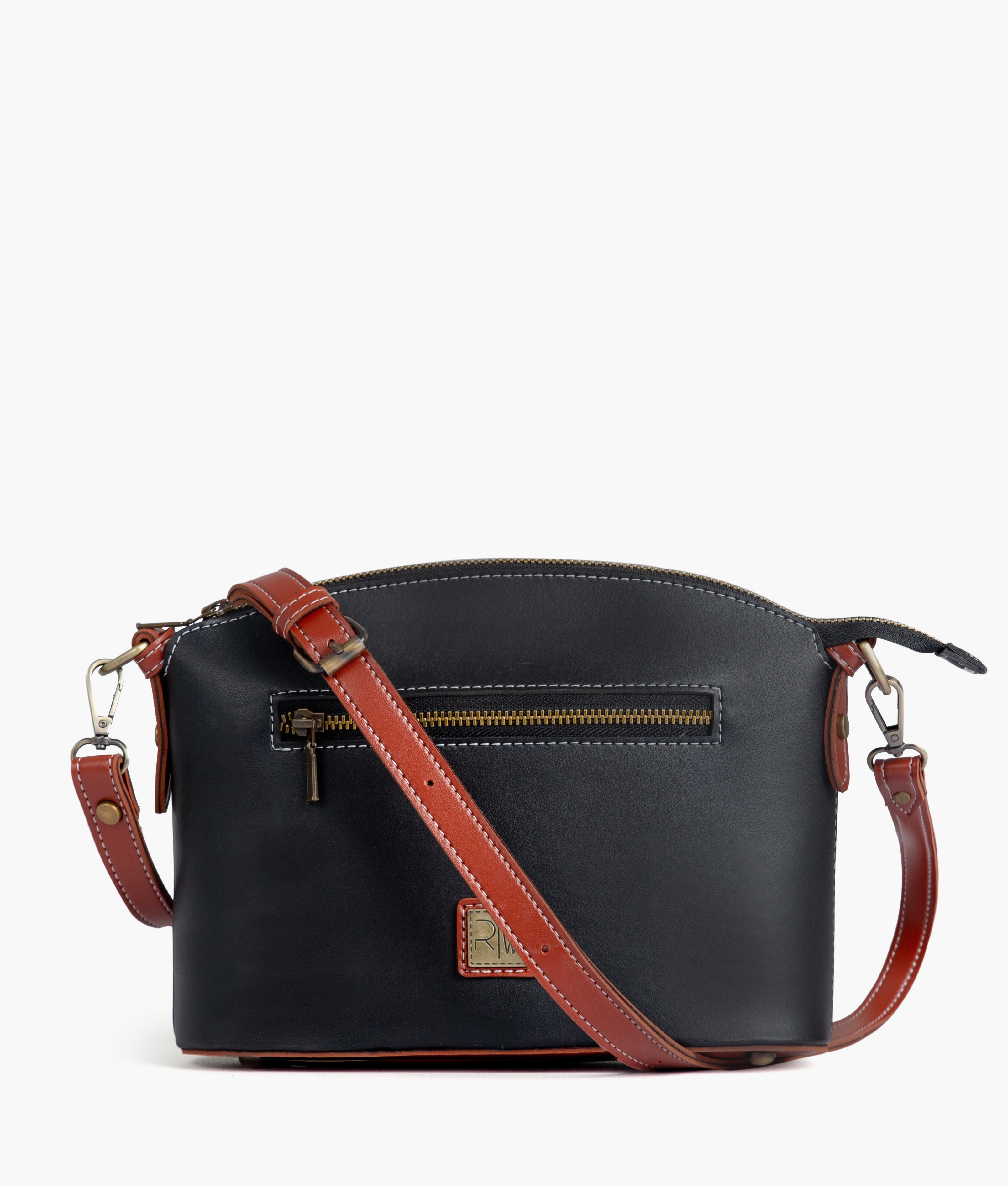 Black and rust dome cross-body bag