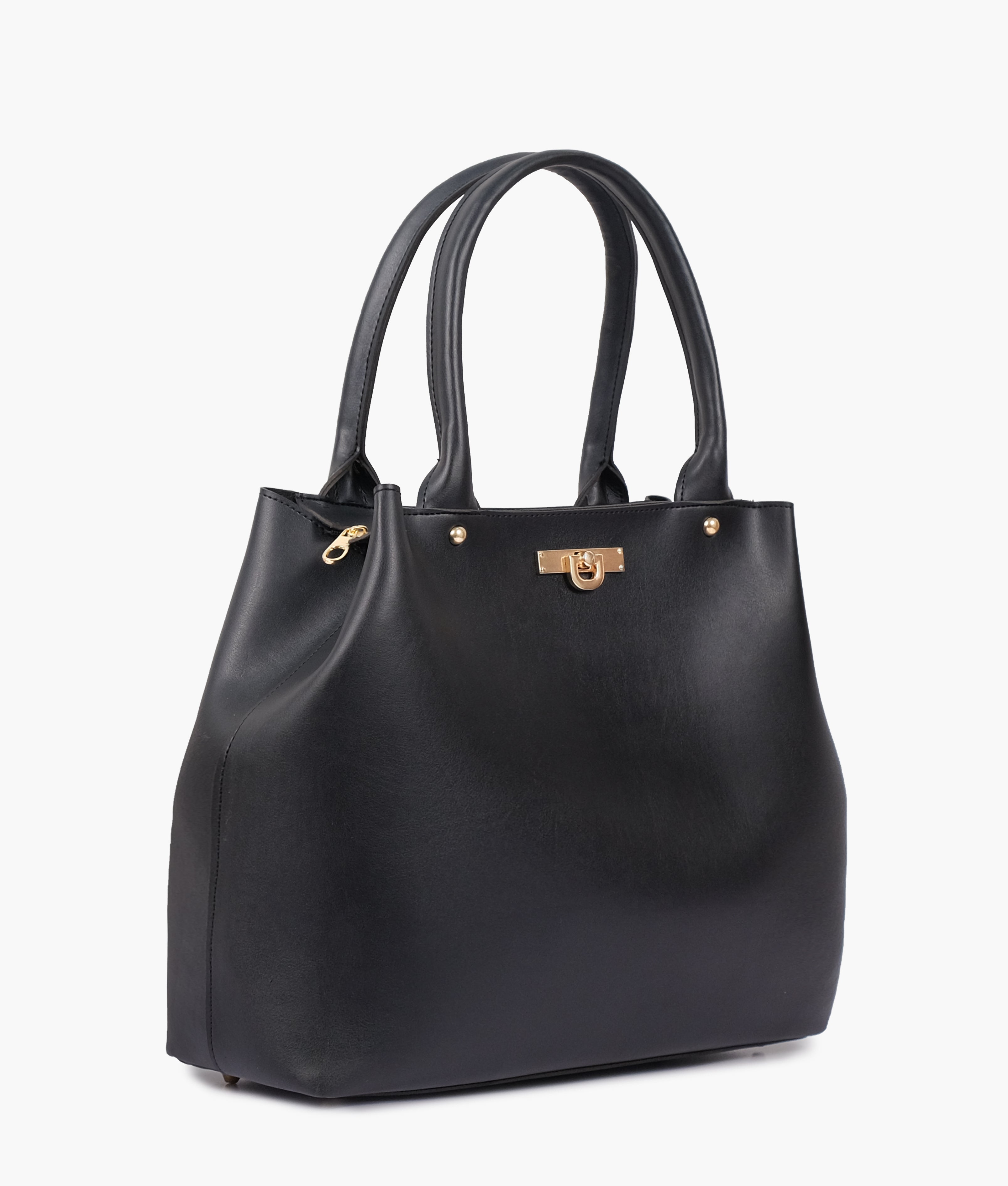 Black zipper Tote Bags