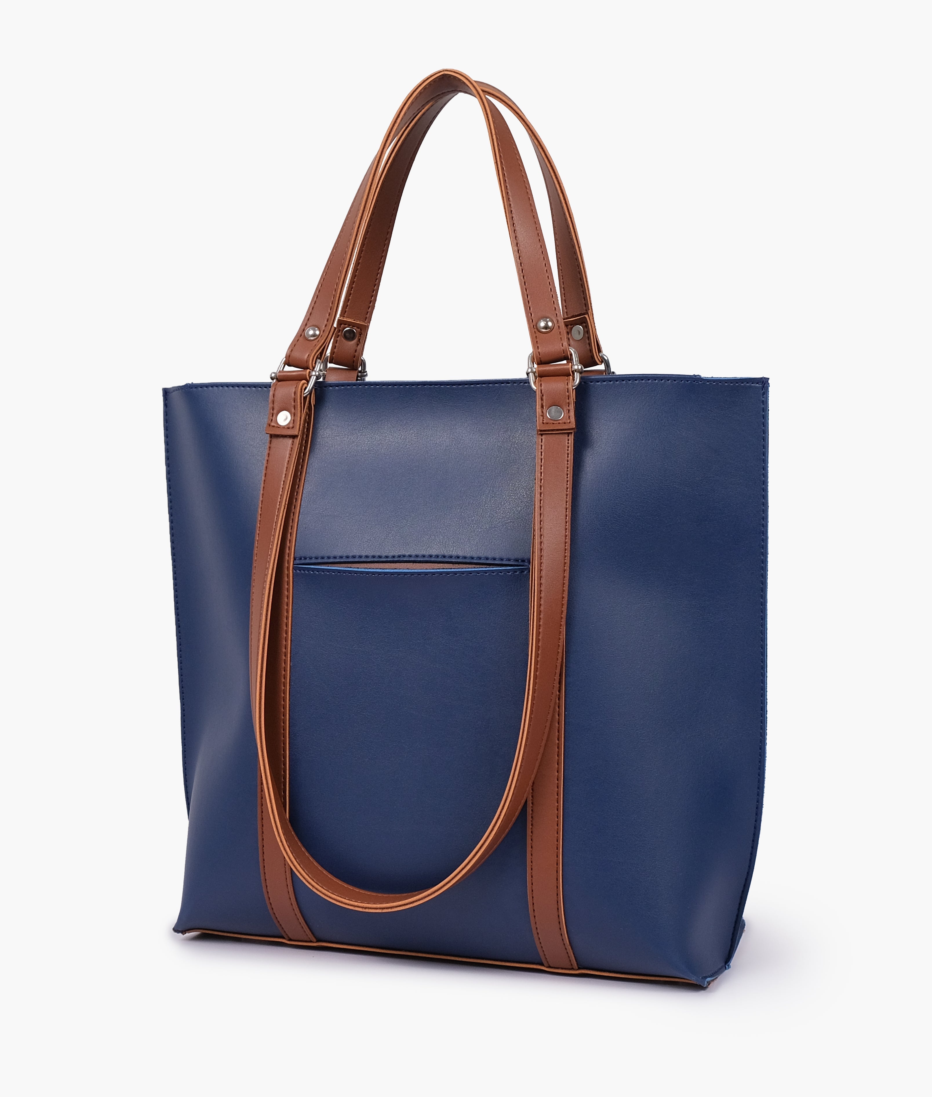 Blue and brown double-handle Tote Bags